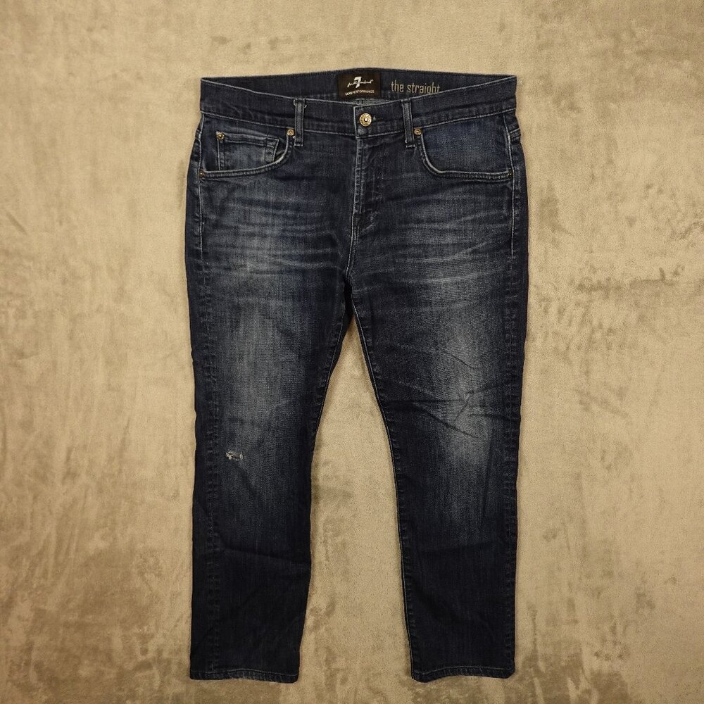 7 For All‎ Mankind Luxe Performance Straight Leg Jeans Men’s 34x30 Blue Denim